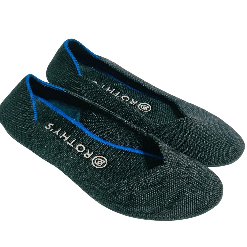 Rothy's The Flat Womens 7.5 Black Solid Knit Round Toe Ballet Flats Comfy Travel
